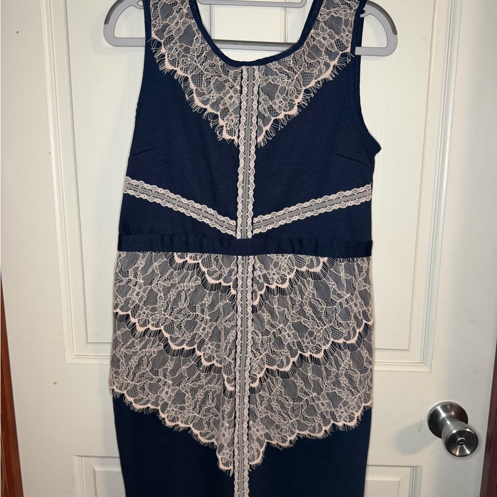 Maurices Navy and Cream Lace Midi Dress‎